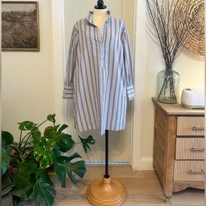 Striped Button-Up Shirt Dress